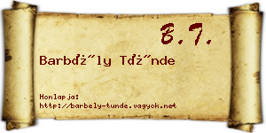 Barbély Tünde névjegykártya